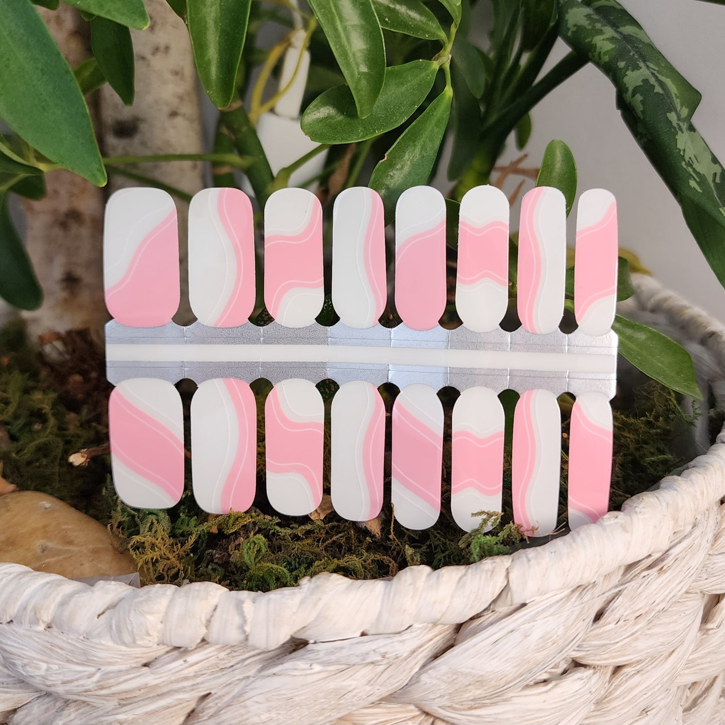 Light Gray Barbiecore Pink White Waves Preppy Negative Space