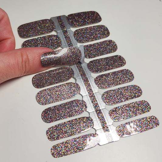 Gray Silver Rainbow Glitter Solid