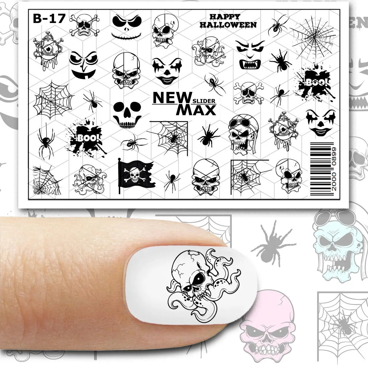White Smoke Black Clown Faces Skull Vampire  Spiders