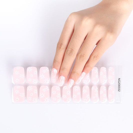 White Smoke Semi-Cured Gel Nail Wraps Pink Spring