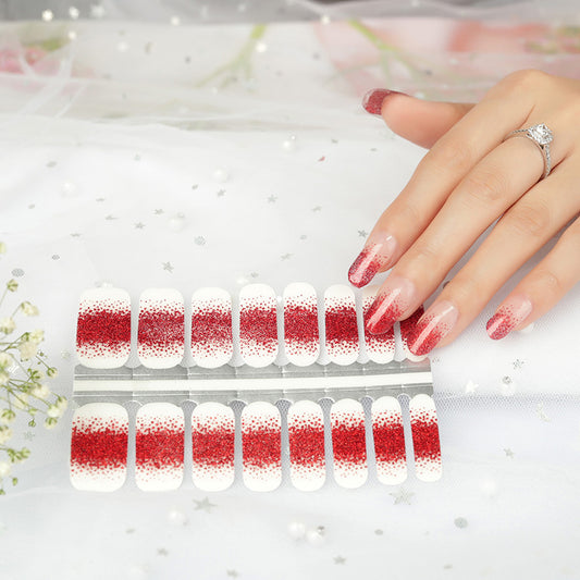 Lavender Red Glitter French Manicure