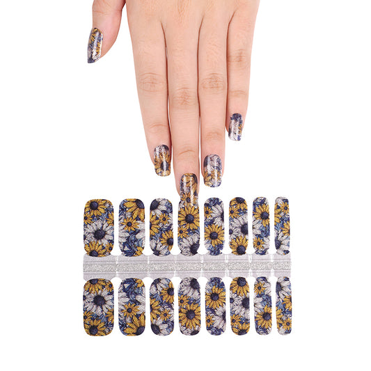 White Smoke Sunflowers Yellow Blue Glitter