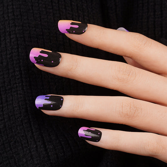 Black Colorful Ombre Black Slime Stars Yellow Pink Purple