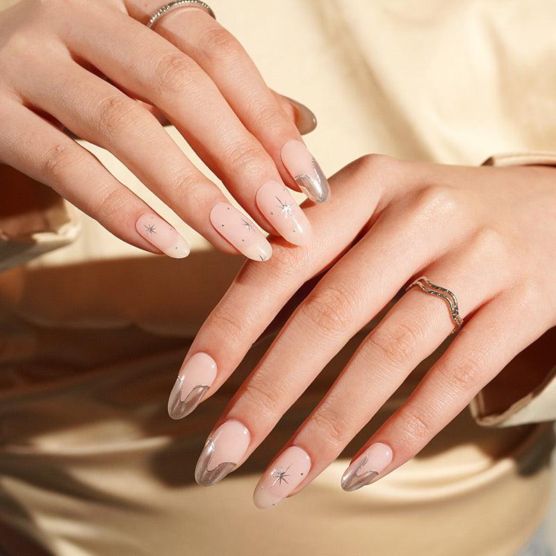 Semi-Cured Gel Nail Wraps - Silver Veil