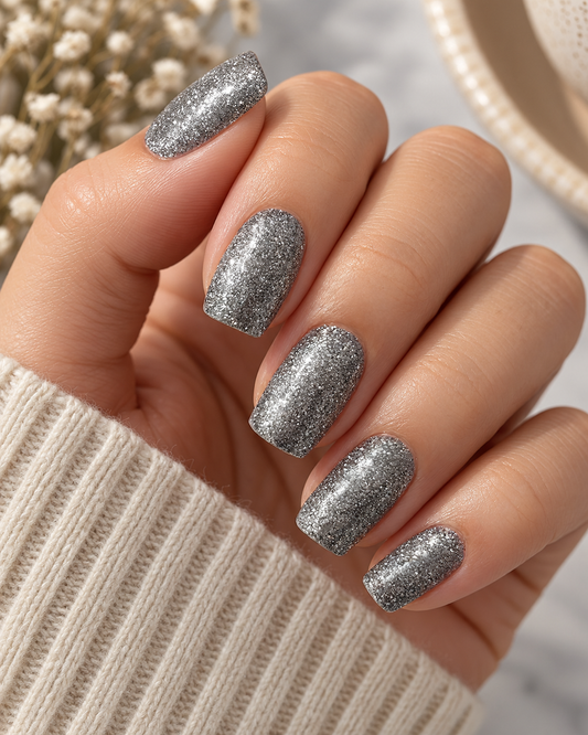 Grey Silver Glitter Solid
