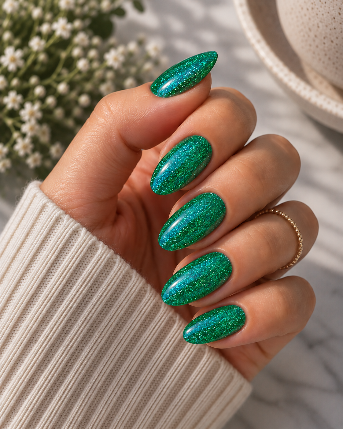 Bright Green Solid Glitter