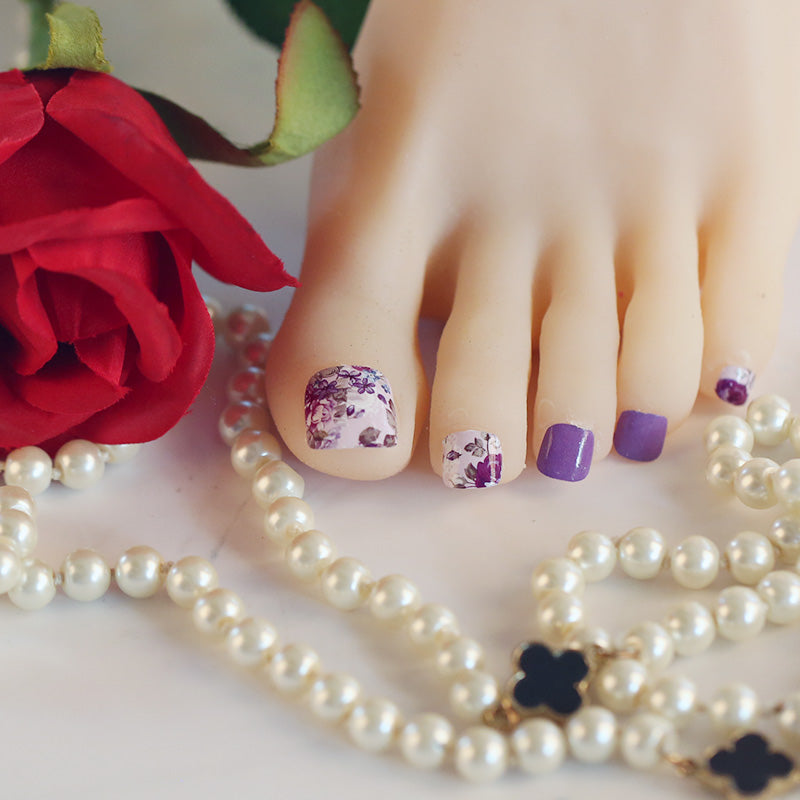 Gray Toe Nails/Kids Nail Wraps - Purple Bliss