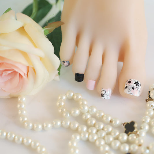 Gray Toe Nails/Kids Nail Wraps - Flirty Florals