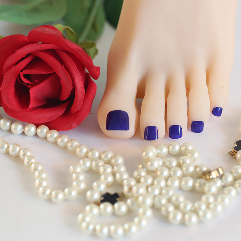 Gray Toe Nails/Kids Nail Wraps Navy Blue Solid Color