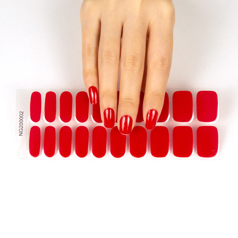 White Smoke Semi-Cured Gel Nail Wraps Red Solid Color