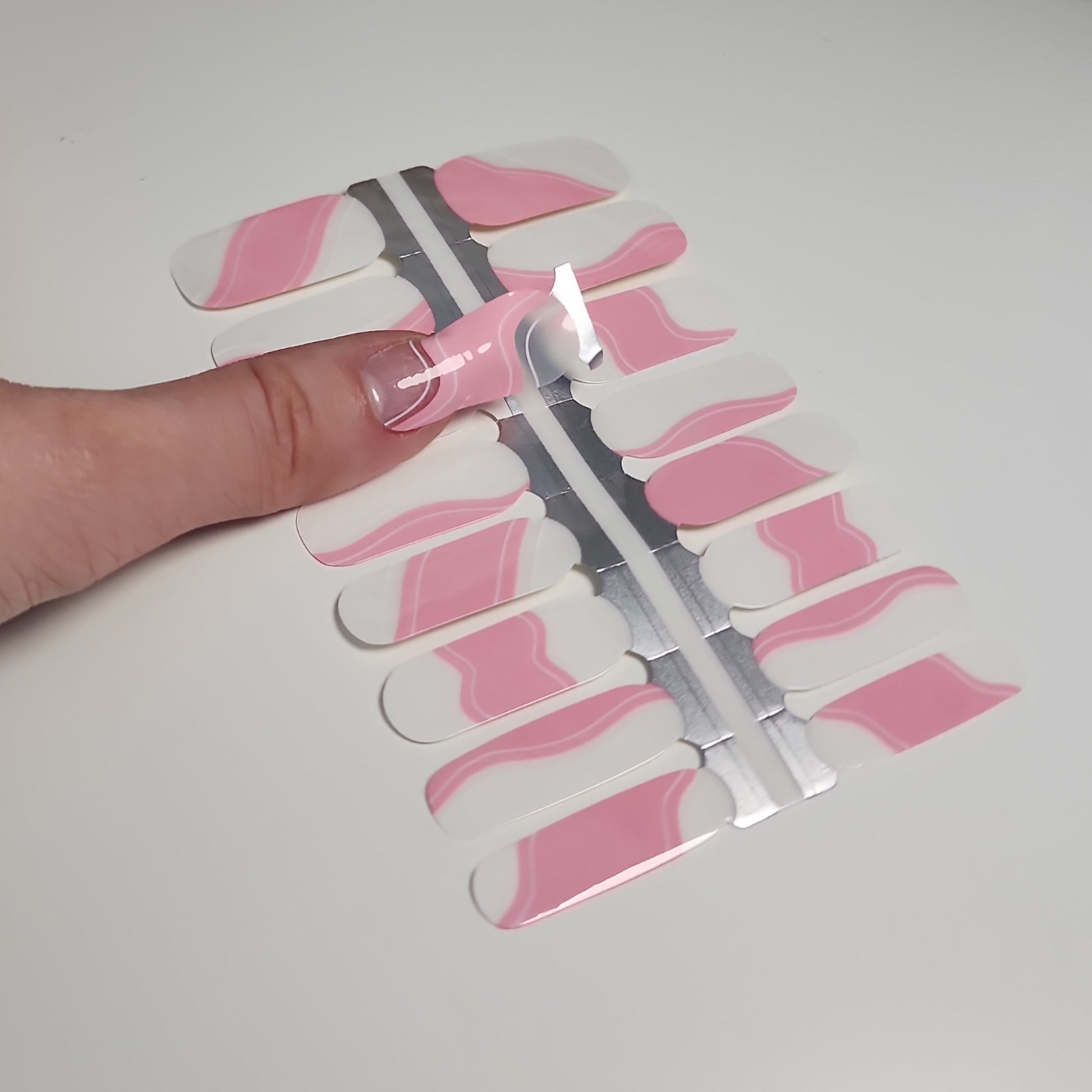 Gray Barbiecore Pink White Waves Preppy Negative Space