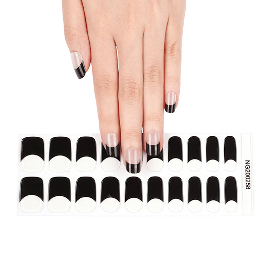 Semi-Cured Gel Nail Wraps Black Tip French Manicure
