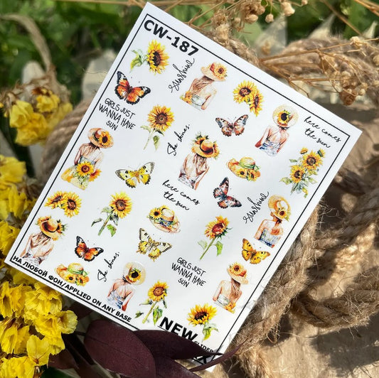 Lavender Sunflower Girl Hat Butterfly Girls Just Wanna Have Sun