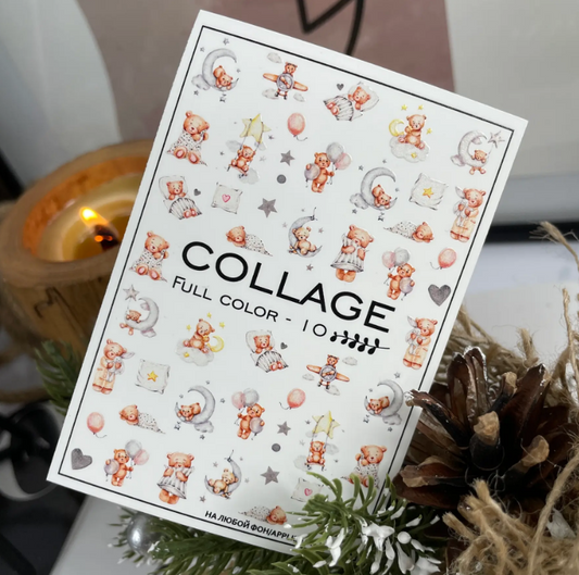 Light Gray Aesthetic Teddy Bears Sleeping Waterslide Nail Decals