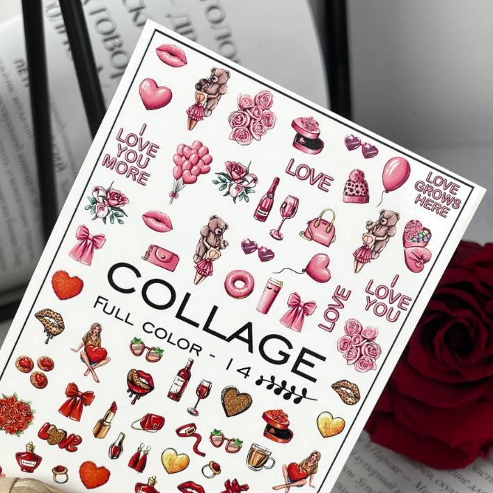 White Smoke Red Pink Hearts Lips Perfume Roses Waterslide Nail Decals