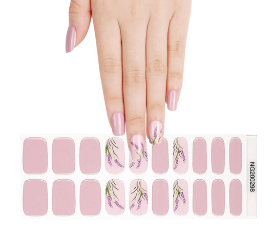 White Smoke Semi-Cured Gel Nail Wraps Mauve Pink with Lavender