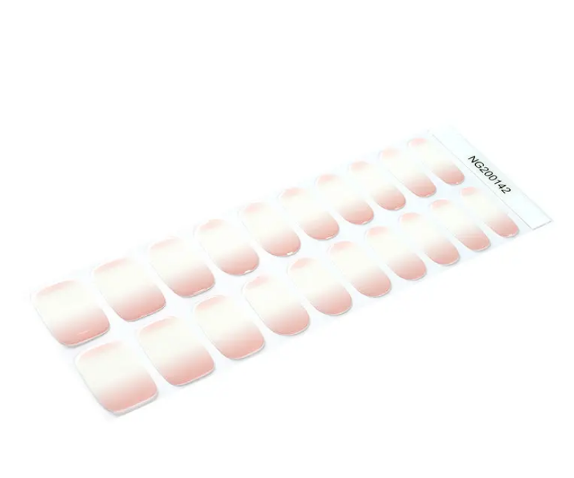 White Smoke Semi-Cured Gel Nail Wraps Light Pink Nude to White Ombre Gradient