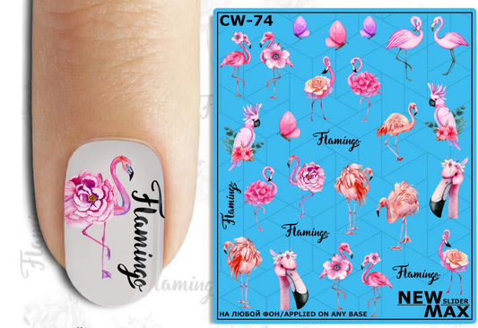 Medium Turquoise Pink Flamingo and Pink Parrot