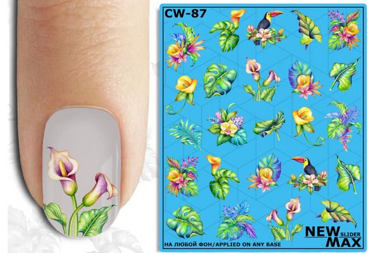 Medium Turquoise Luau Leaves Flowers Toucan Tropical Party