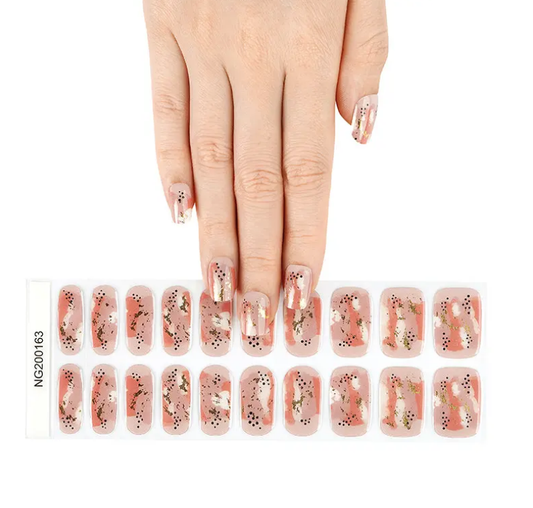 White Smoke Semi-Cured Gel Nail Wraps Fall Colors Gold Beige Abstract