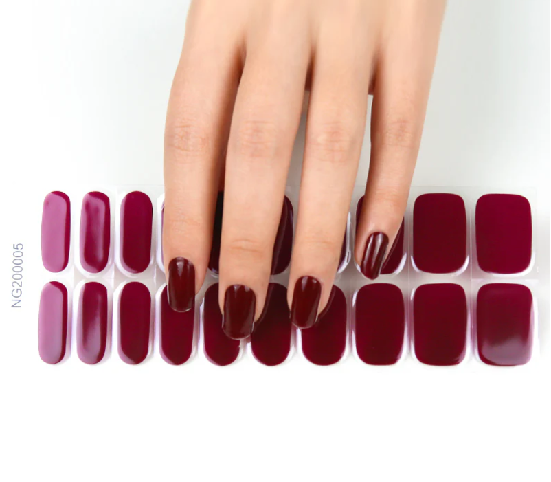 White Smoke Semi-Cured Gel Nail Wraps Dark Red Wine