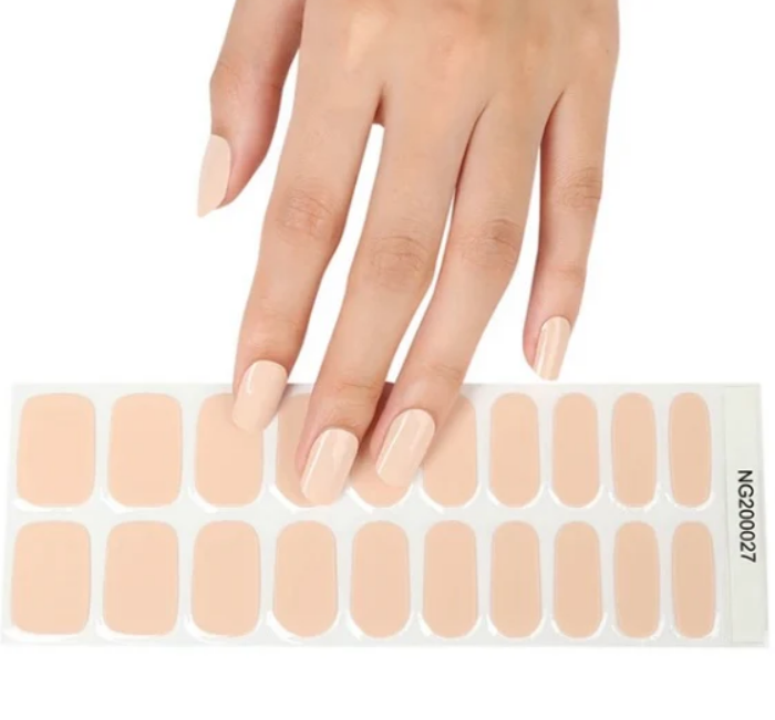 White Smoke Semi-Cured Gel Nail Wraps Beige Solid