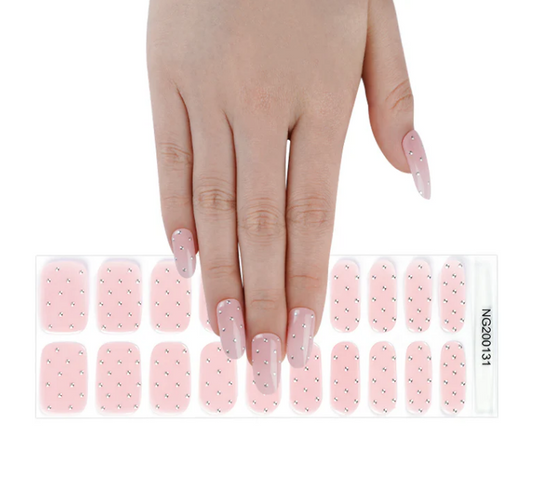 White Smoke Semi-Cured Gel Nail Wraps Pink Champagne