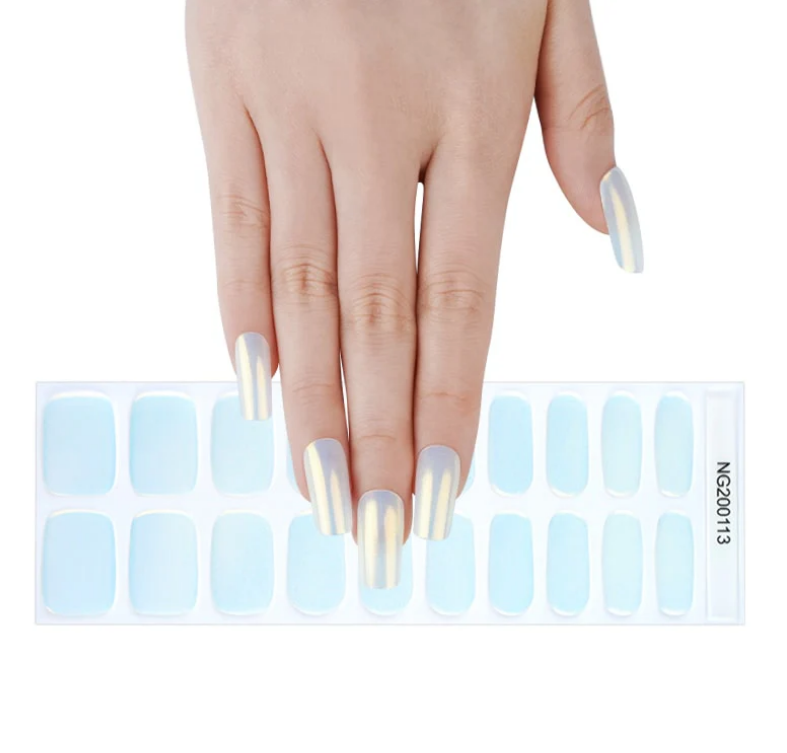White Smoke Semi-Cured Gel Nail Wraps Icy Glow
