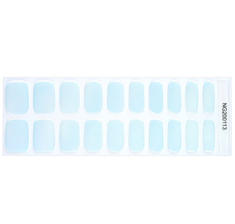 Light Cyan Semi-Cured Gel Nail Wraps Icy Glow