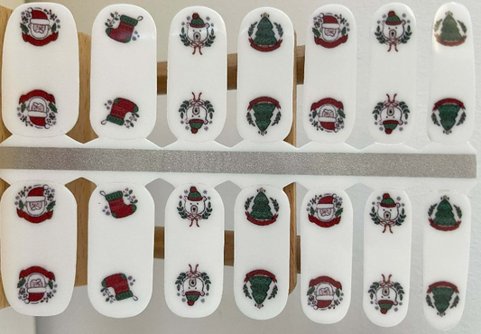 Light Gray Big Size Wide Nail Wraps Santa Claus