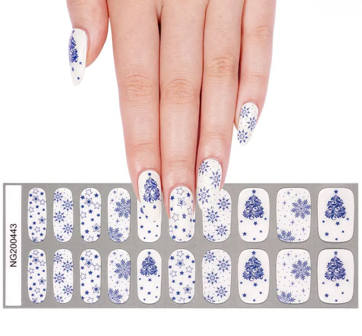 White Smoke Semi-Cured Gel Nail Wraps Snowflake Royale