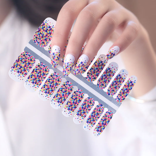 Confettis d'anniversaire avec Shimmer French Manucure Jaune Bleu Rose