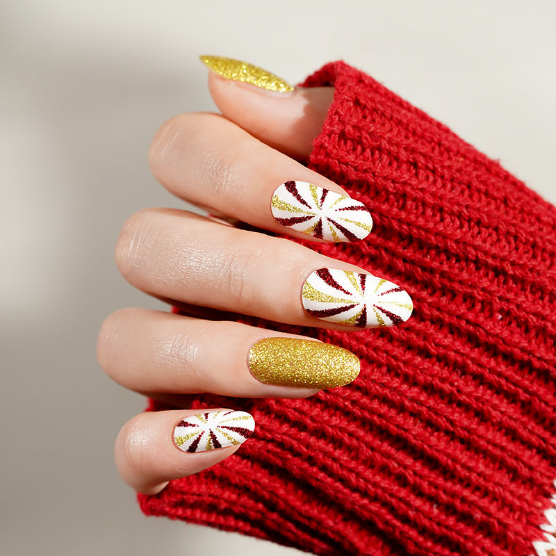 Dark Gray Red Gold Glitter Candy Swirl