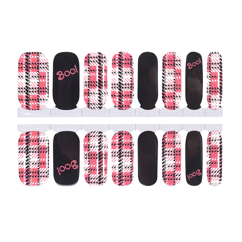 White Smoke Pink White Black Plaid Zipper Pull Boo