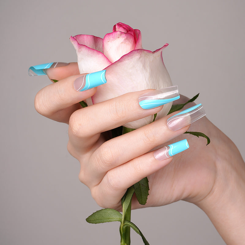 Rosy Brown Blue Waves White Negative Space Clear