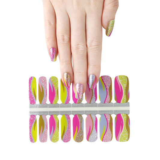 White Smoke Pink and Yellow Sequin Flames