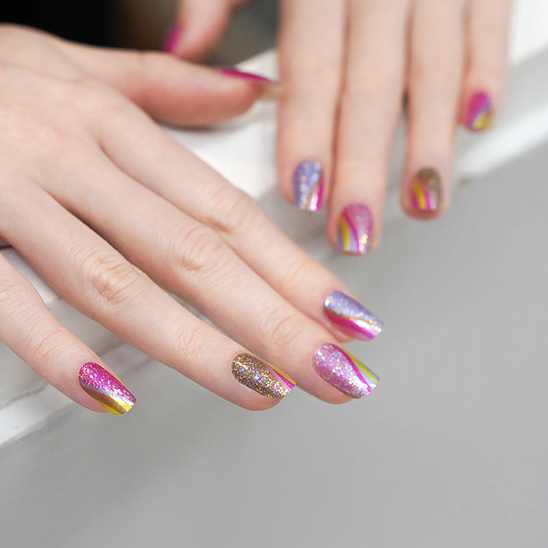 Gray Pink and Yellow Sequin Flames