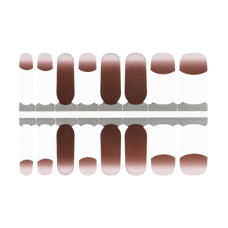 White Smoke Brown Ombre White Tip French Manicure