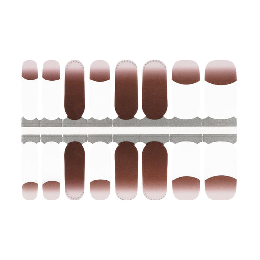 White Smoke Brown Ombre White Tip French Manicure