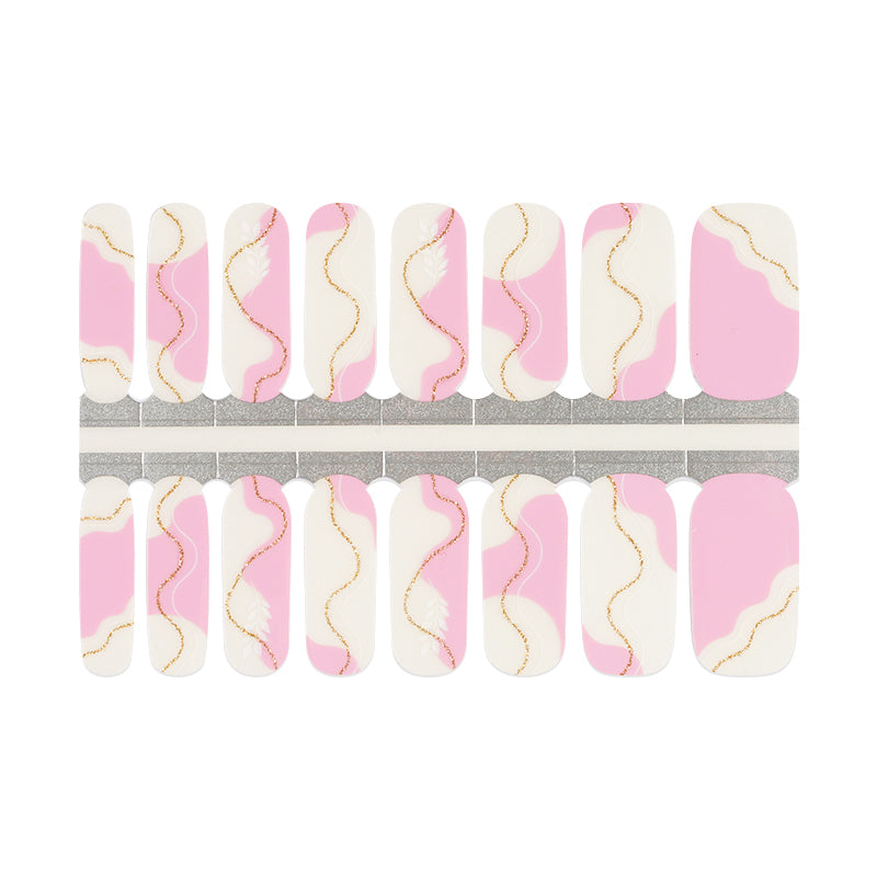 Misty Rose Negative Space Pink White Gold Glitter Waves