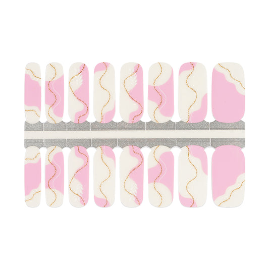 Misty Rose Negative Space Pink White Gold Glitter Waves