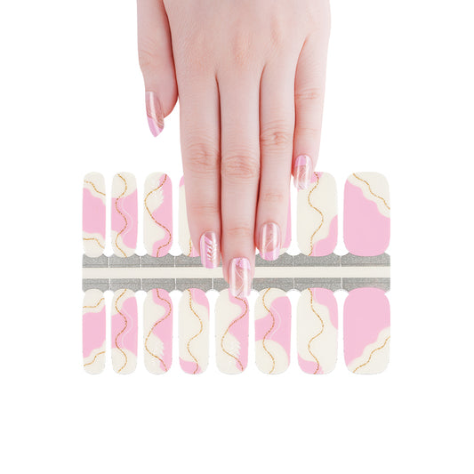 White Smoke Negative Space Pink White Gold Glitter Waves