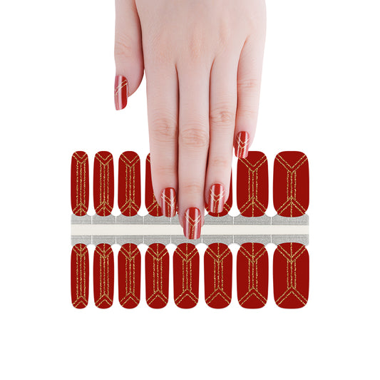 White Smoke Dark Red with Gold Glitter Geometry