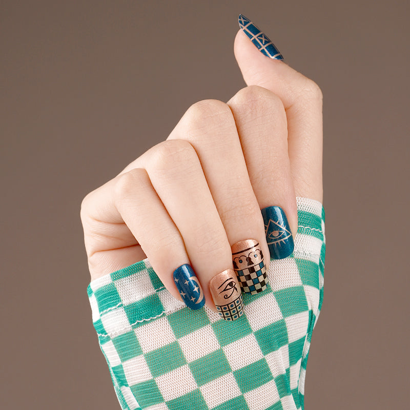 Dim Gray Egyptian Style Checkerboard All Seeing Eye Moon