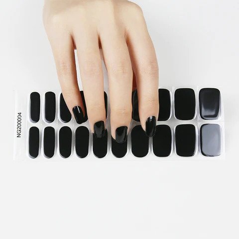 Lavender Semi-Cured Gel Nail Wraps Black Solid Color