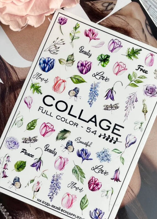 Lavender Purple Navy Flowers Waterslide Nail Decals
