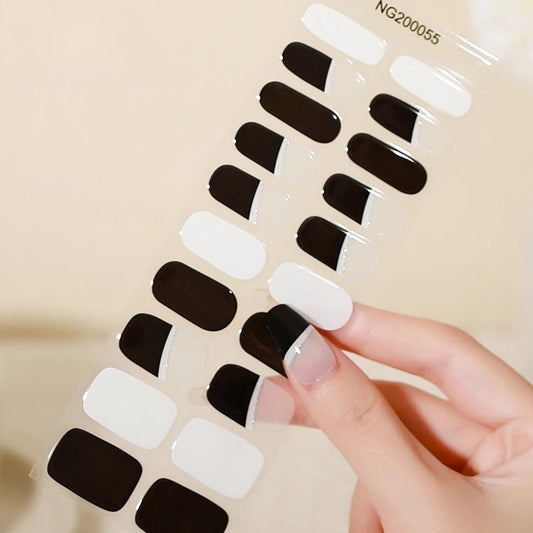 Light Gray Semi-Cured Gel Nail Wraps Black and White