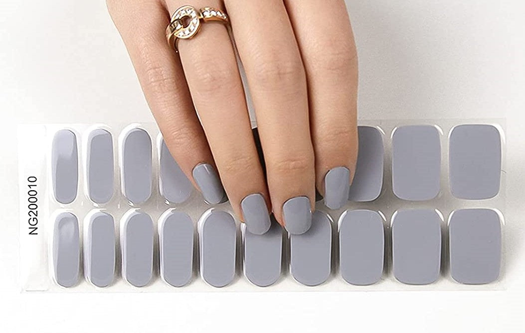 Dark Gray Semi-Cured Gel Nail Wraps Grey Solid Color