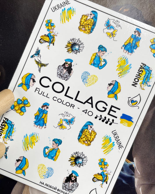 Lavender Ukrainian Girl Fashion Yellow Blue Waterslide Nail Decals