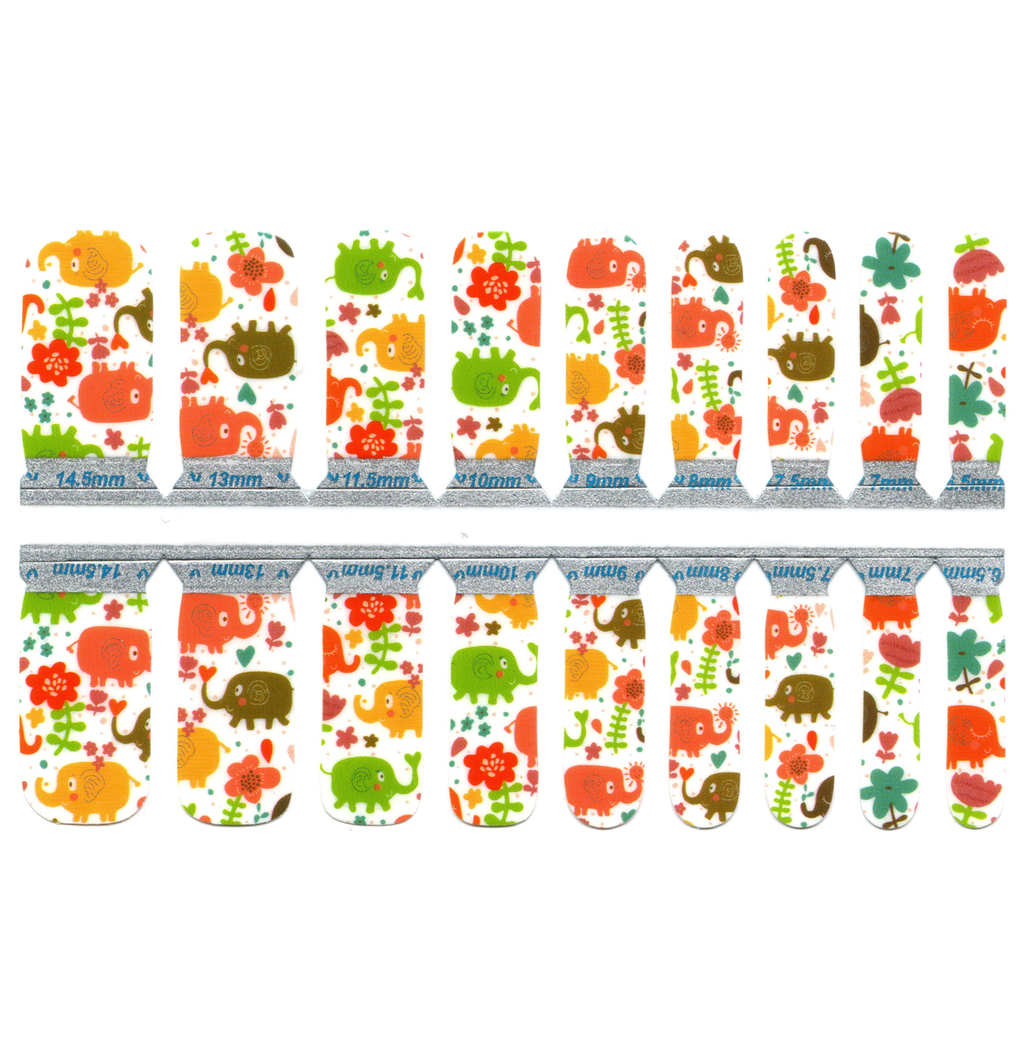 White Smoke Yellow, Green, Orange and Brown Elephants with Flowers (Kids)